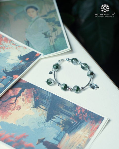 Vòng Tay Thạch Anh Ưu Linh Xanh - Cỏ 4 Lá