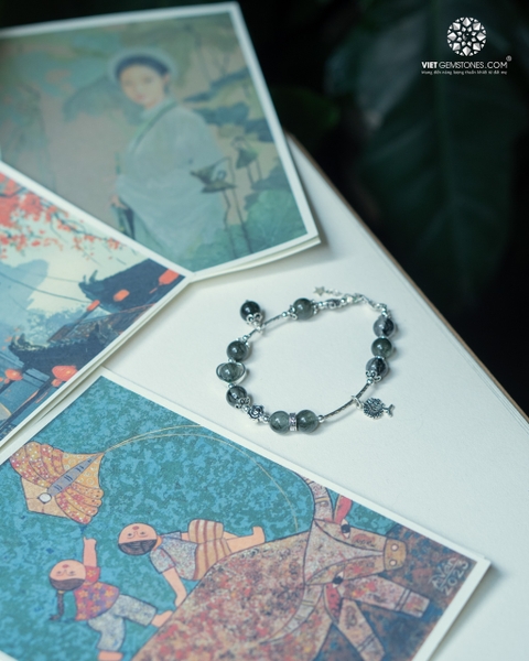 Lắc Tay Thạch Anh Tóc Xanh Charm Tree Of Life