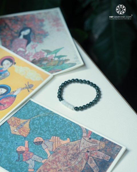 Lắc Tay Cẩm Thạch Lam Nhạt - Ngũ Điếu