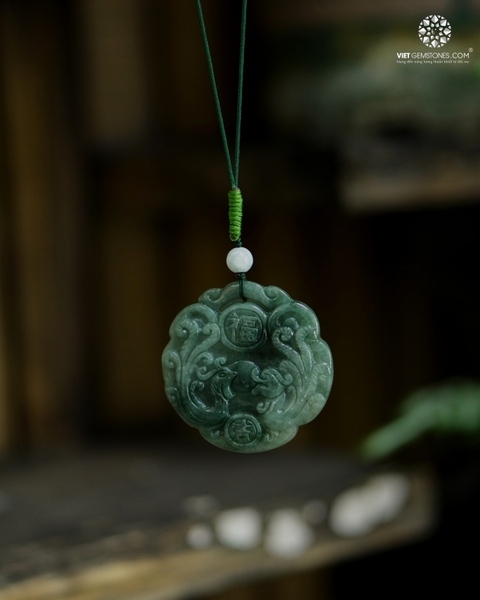 Ngọc Bội Treo Xe Long Phụng Cẩm Thạch - Jadeite 02
