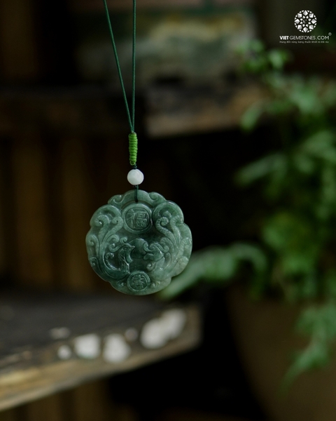 Ngọc Bội Treo Xe Long Phụng Cẩm Thạch - Jadeite 02