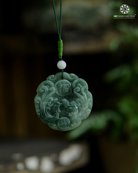 Ngọc Bội Treo Xe Long Phụng Cẩm Thạch - Jadeite 02