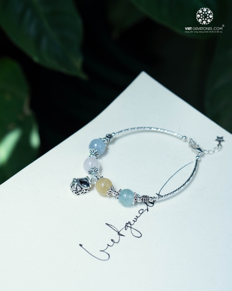 Lắc Tay Đá Beryl Đa Sắc Charm Bạc