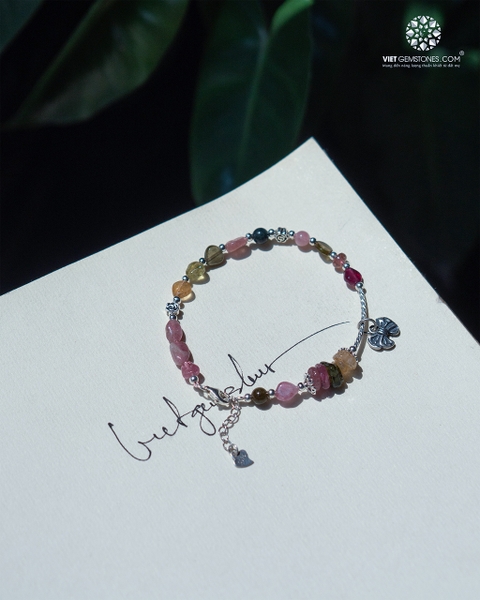 Lắc Tay Tourmaline Đa Sắc Charm Nơ