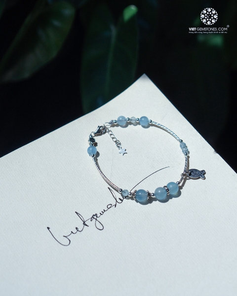 Lắc Tay Aquamarine Charm Bạc
