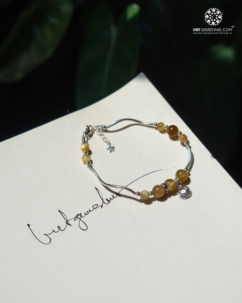 Lắc Tay Mắt Hổ Vàng VIP Charm Bạc