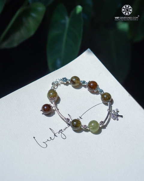 Lắc Tay Hồng Lựu Xanh - Andradite Garnet Charm Tree Of Life