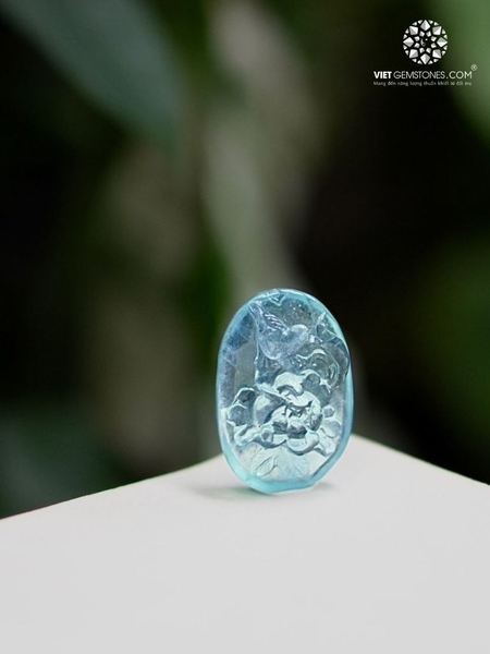 Mặt Dây Chuyền Hoa Điểu Đồ Hải Lam Ngọc - Aquamarine