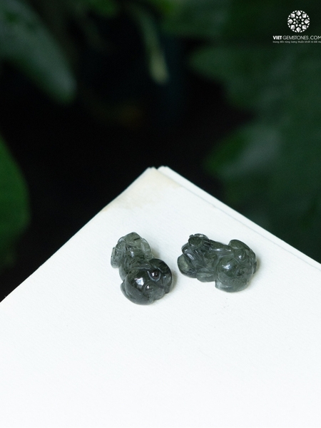 Mặt Dây Chuyền Tỳ Hưu Thạch Anh Tóc Xanh