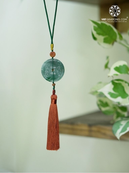 Ngọc Bội Treo Xe Đồng Xu Cẩm Thạch Jadeite