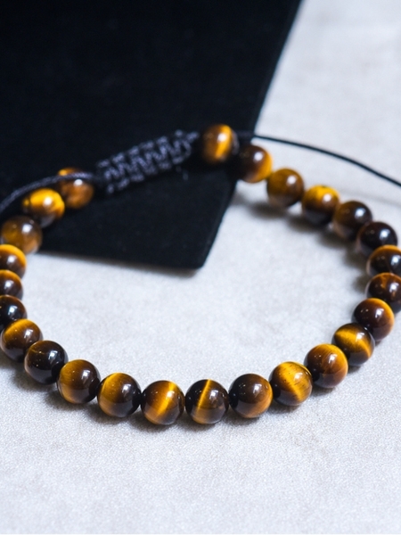 Vòng Tay Đá Mắt Hổ Vàng 6mm Kiểu Thắt Mala