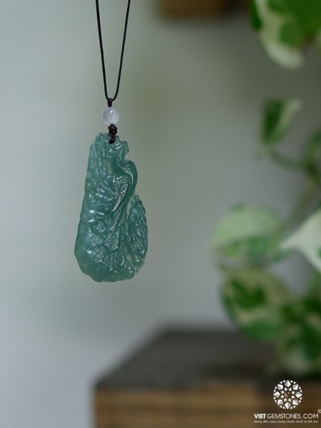 Mặt Dây Chuyền Khổng Tước Cẩm Thạch Lam Ngọc