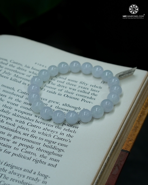 Vòng Tay Bạch Ngọc Nếp Băng 9mm