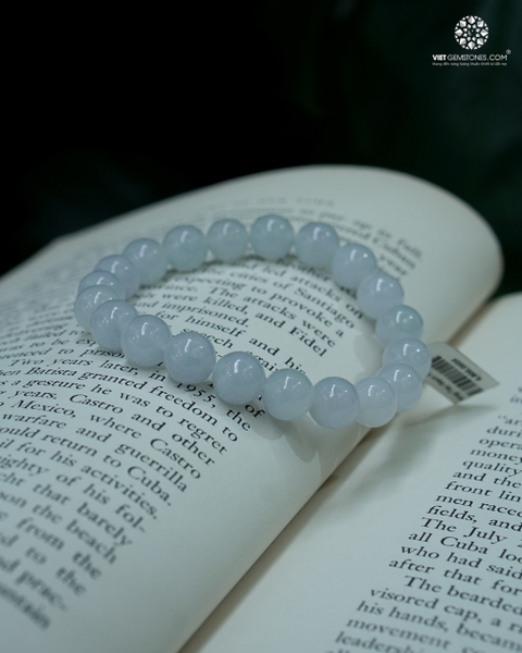 Vòng Tay Bạch Ngọc Nếp Băng 9mm