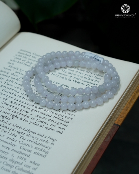 Chuỗi 3 Lines Bạch Ngọc Nếp Băng 7mm