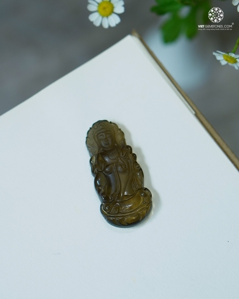 Mặt dây chuyền Quan Âm Thạch Anh Khói