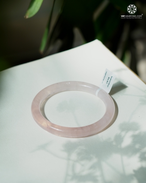 Vòng Nguyên Khối Thạch Anh Hồng - RoseQuartz Bản đũa