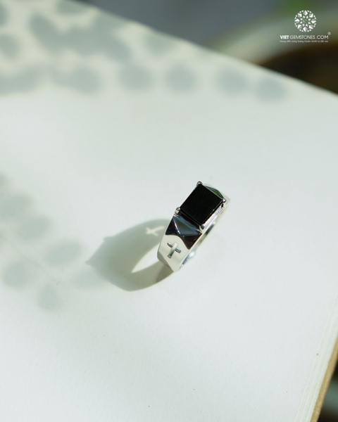 Nhẫn Bạc  Nam Obsidian