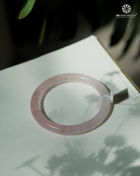 Vòng Nguyên Khối Thạch Anh Hồng - RoseQuartz Bản đũa