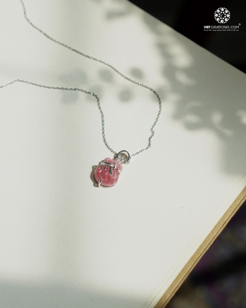Mặt Dây Chuyền Túi Tài Lộc Đá Đào Hoa Rhodochrosite (chưa kèm dây đeo)