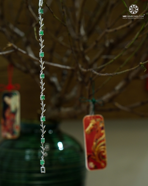 Lắc Tay Bạc Ngọc Lục Bảo - Emerald