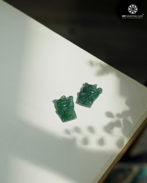 Móc Khoá Mèo Thần Tài Cẩm Thạch