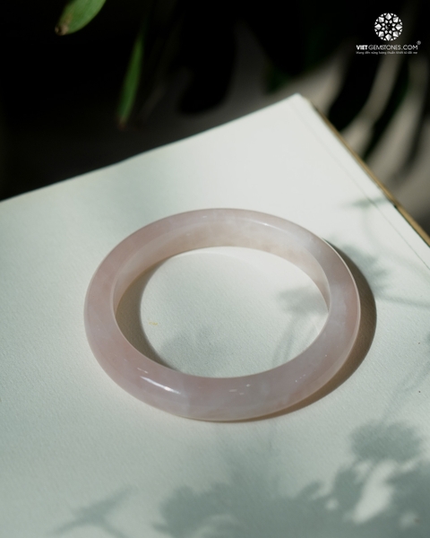Vòng Nguyên Khối Thạch Anh Hồng - RoseQuartz Bản Hẹ
