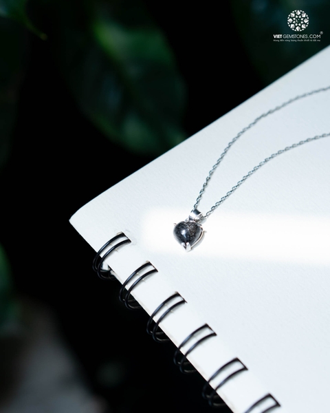 Mặt Dây Chuyền Trái Tim Thạch Anh Tóc Đen (chưa kèm dây đeo)