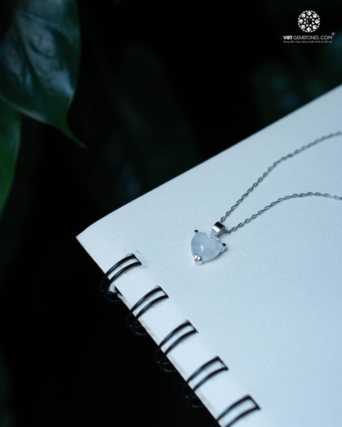 Mặt Dây Chuyền Trái Tim Thạch Anh Ưu Linh Trắng (chưa kèm dây đeo)