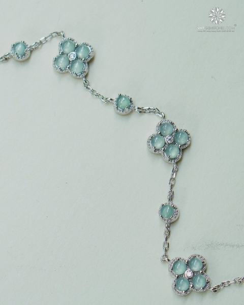 Lắc Tay Cỏ 4 Lá Cẩm Thạch Lam Ngọc - Jadeite