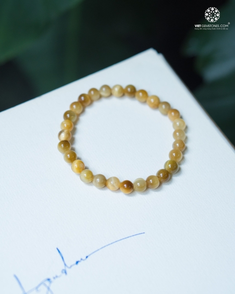 Vòng Tay Đá Mắt Hổ Vàng 6mm chuẩn đẹp