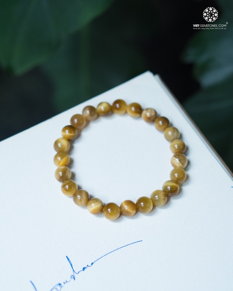 Vòng Tay Đá Mắt Hổ Vàng 8mm chuẩn đẹp