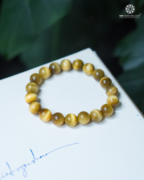 Vòng Tay Đá Mắt Hổ Vàng 10mm chuẩn đẹp