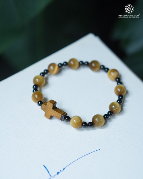 Vòng Chuỗi Mân Côi Đá Mắt Hổ Vàng 10mm