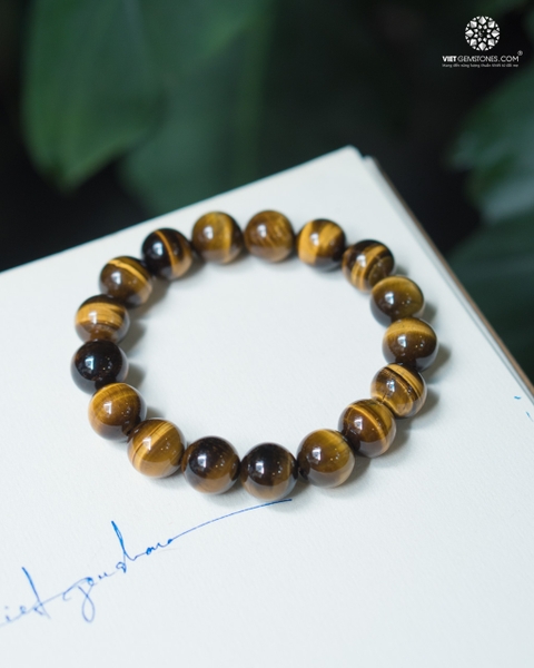 Vòng Tay Đá Mắt Hổ Vàng 12mm