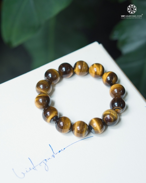 Vòng Tay Đá Mắt Hổ Vàng 14mm