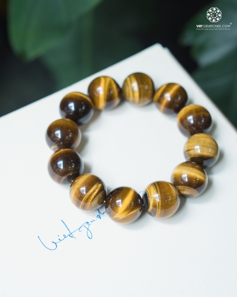 Vòng Tay Đá Mắt Hổ Vàng 20mm