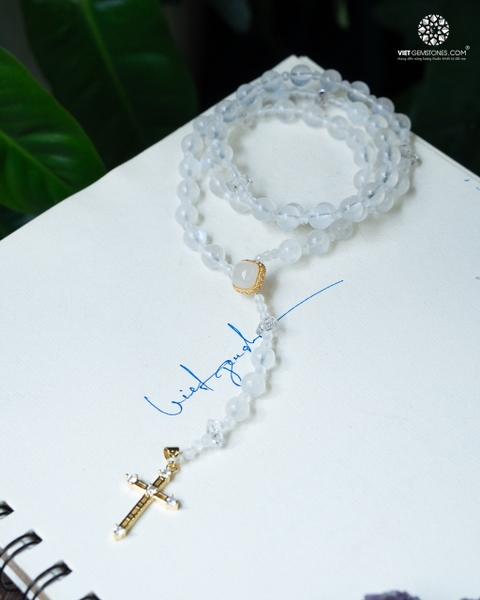 Tràng Hạt Mân Côi 50 Kinh Đá Mặt Trăng Moonstone