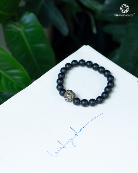 Vòng Tay Đá Thiền - Obsidian 8mm Charm Sư Tử
