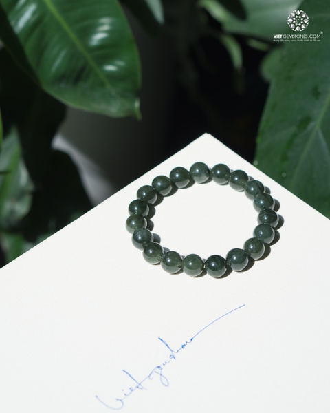 Vòng tay thạch anh tóc xanh 10mm - Green Rutilated Quartz