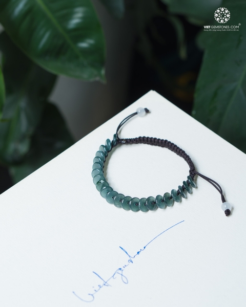 Vòng tay đồng xu Cẩm Thạch Lam Ngọc
