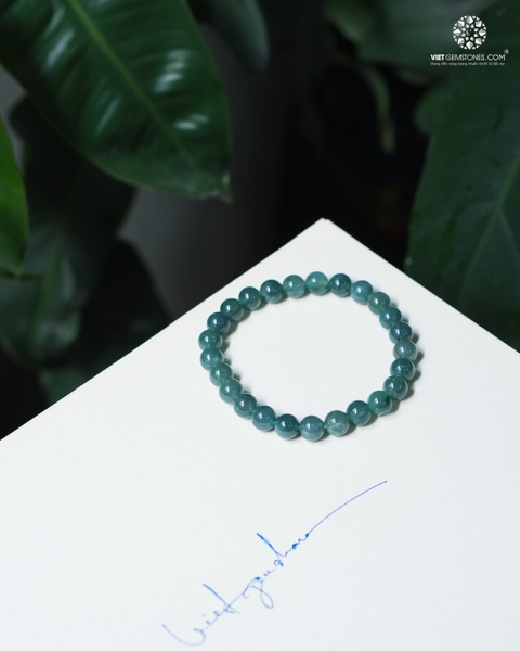Vòng tay Cẩm Thạch Lam Dầu Nhạt 6mm