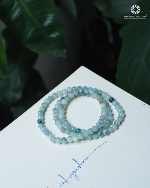 Vòng Tay Quấn 3 Lines Cẩm Thạch Hoa Bay 6mm