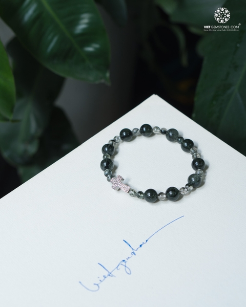 Chuỗi Mân Côi Thạch Anh Tóc Xanh 08mm