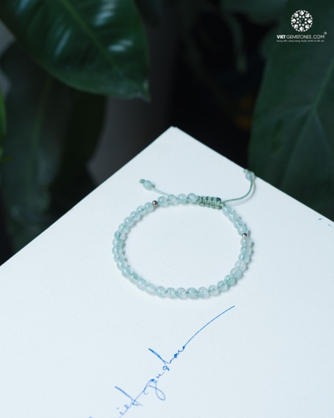 Vòng tay mala Thạch Anh ưu linh xanh 5mm