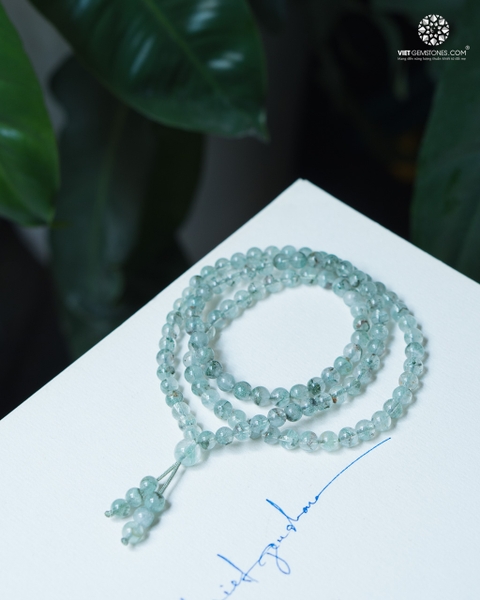 Chuỗi 108 hạt đá Thạch anh ưu linh xanh 5mm