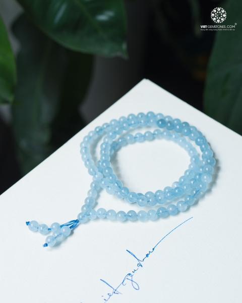 Chuỗi 108 hạt đá Hải lam ngọc (Aquamarine) 5mm