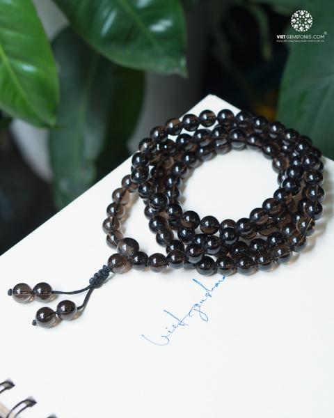Chuỗi 108 hạt đá Thạch anh khói 8mm