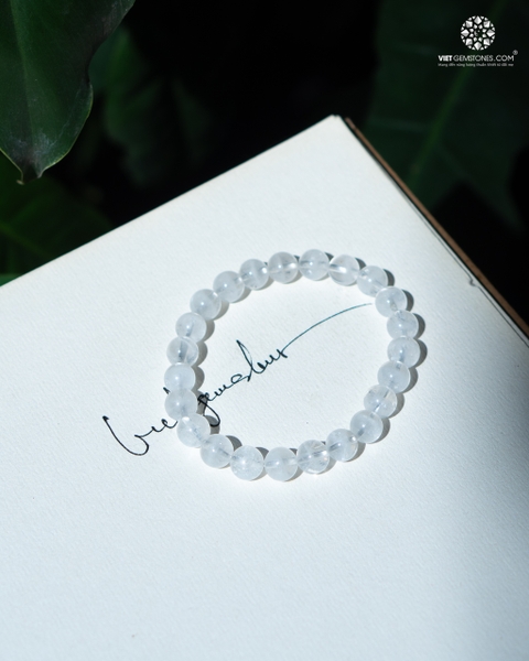 Vòng tay Thạch Anh Ưu Linh Trắng 09mm