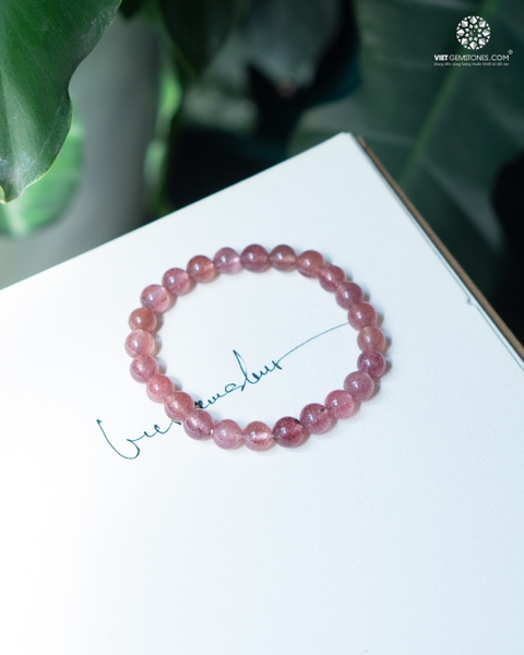 Vòng Tay Thạch Anh Dâu 8mm